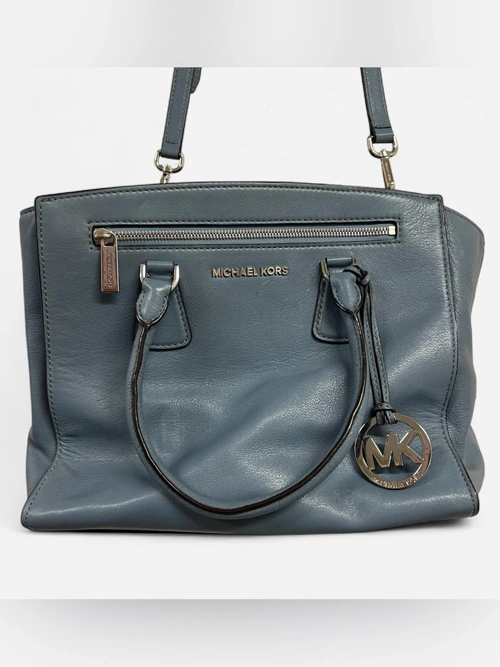 Michael Kors Sophie Leather Satchel Large in a beautiful blue